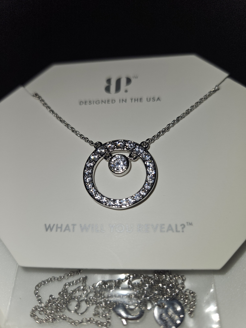Elegant Rhodium Plating Circle Pendant Dimond Cubic Zirconia Necklace Bomb Party